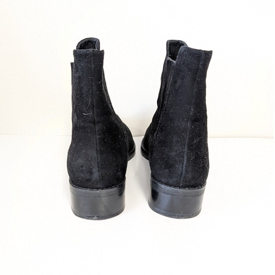 Stuart Weitzman Lenora Leather Suede Chelsea Boots Womens 9.5M Black Pull On