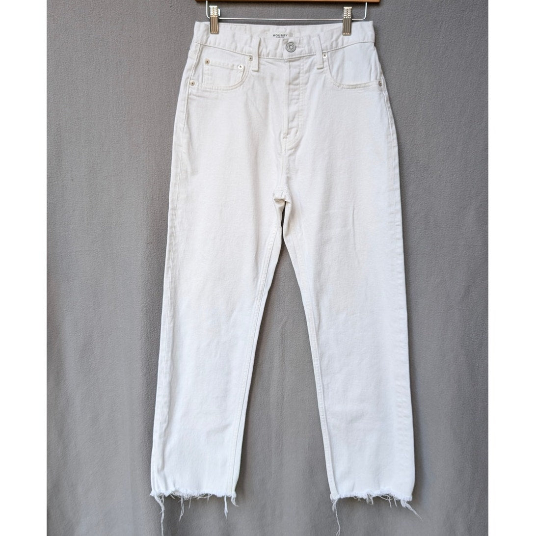 Moussy Vintage White Denim High-Waisted Ankle Jeans, Size 25