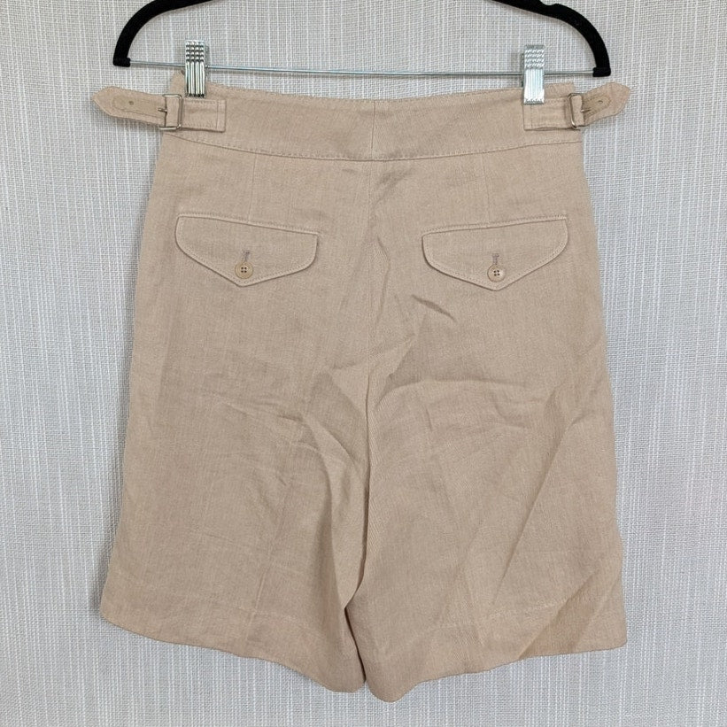 Loro Piana Linen Bermuda Shorts Womens 40/US4 Beige High Waist Wide Leg