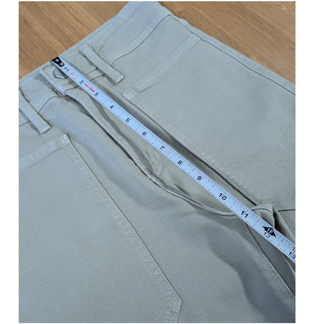 Just Black Denim Nautical Wide Leg Jeans Green Gray Patch Pockets Size 27