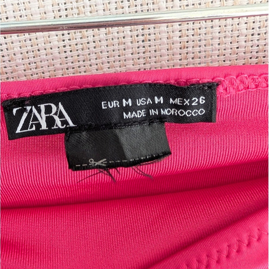 Zara Balloon Swim Bikini Set Womens M Ruffle Sleeveless Top & High Waist Bottoms