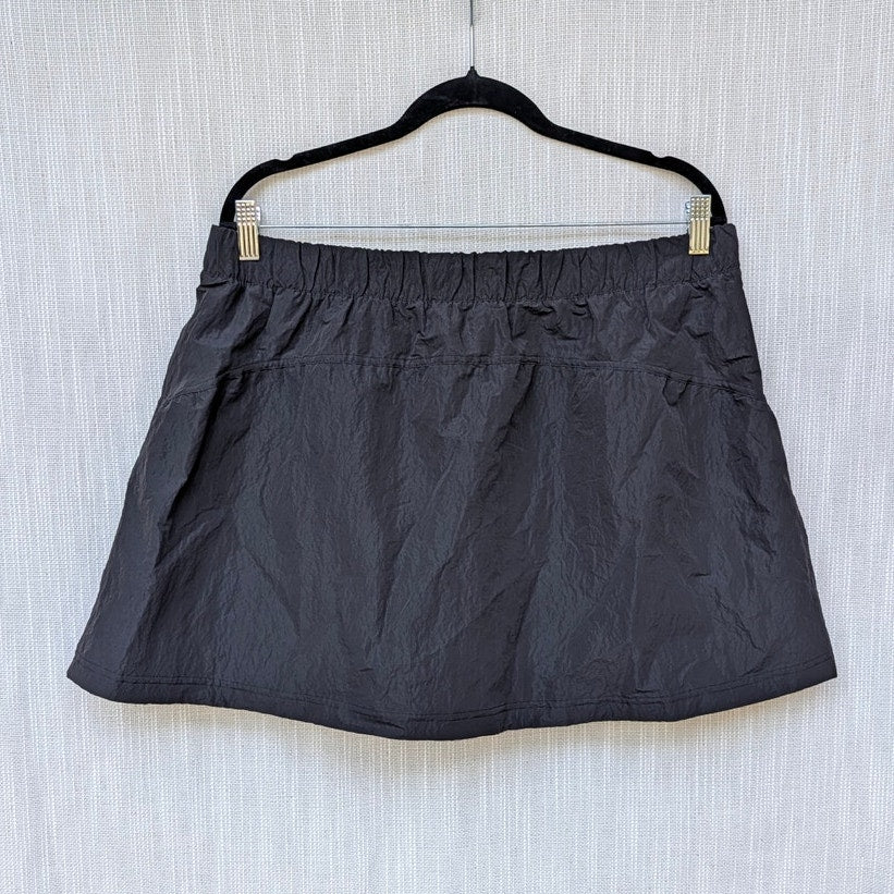 Lululemon Crinkle Nylon High-Rise Mini Skirt W8ANXS Womens XL Black Relaxed