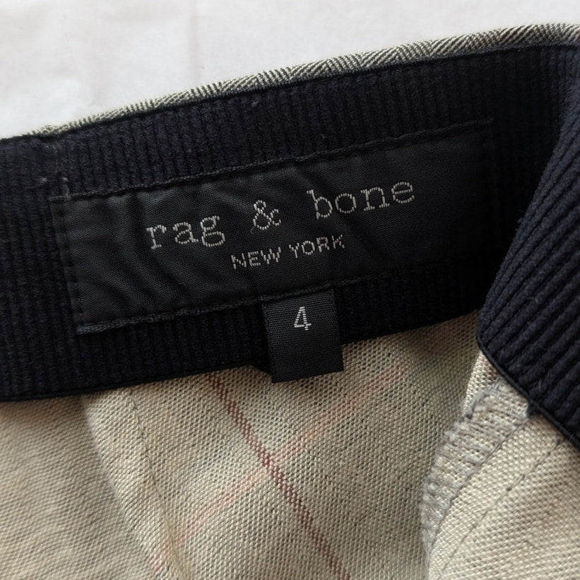 Rag & Bone Simone Striped Check Casual Slim Fit Mid-rise Ankle Pants, size 4