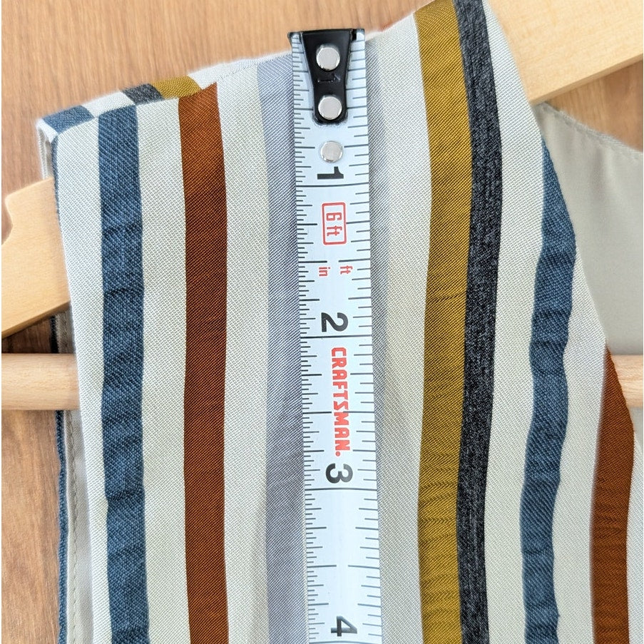 Theory Linen Blend Mini Dress Womens 12 Multi Striped Sleeveless V-neck