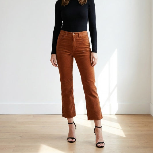 Ag Adriano Goldschmied Rhett Corduroy High Waist Straight Cropped Jeans, size 25