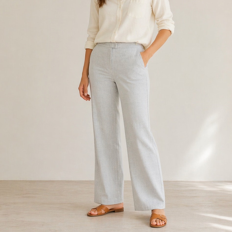 J. McLaughlin Pants Womens 8 Gray High-rise Straight Leg Chino Dress