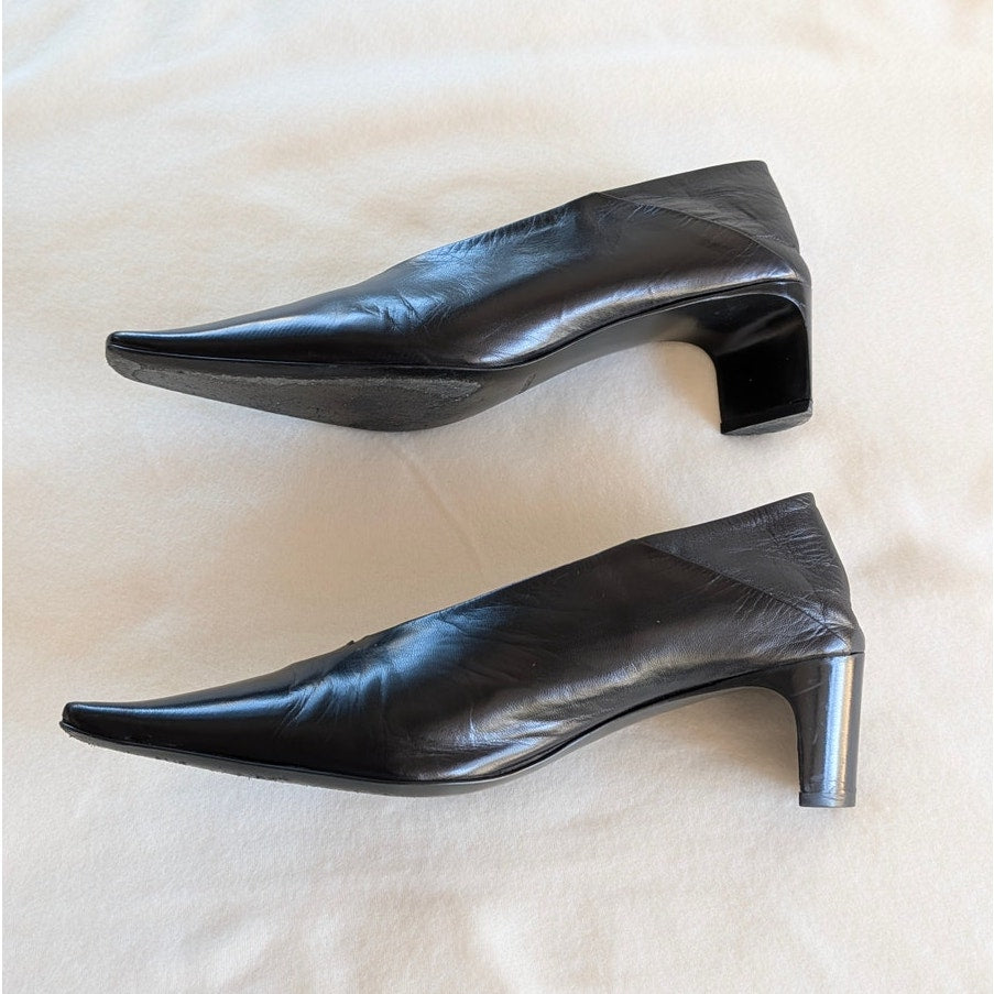 Jil Sander Tripon Pumps Womens EU 39.5/ US 9.5 Leather Court Square Toe Slip On