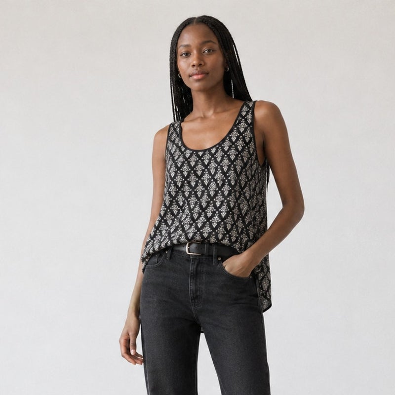 Robert Rodriguez Black Silk Sleeveless High Low Hem Tank Blouse Top, size 0