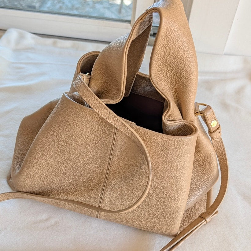 Polene Numero Neuf Edition Textured Sand Leather Shoulder Crossbody Bag