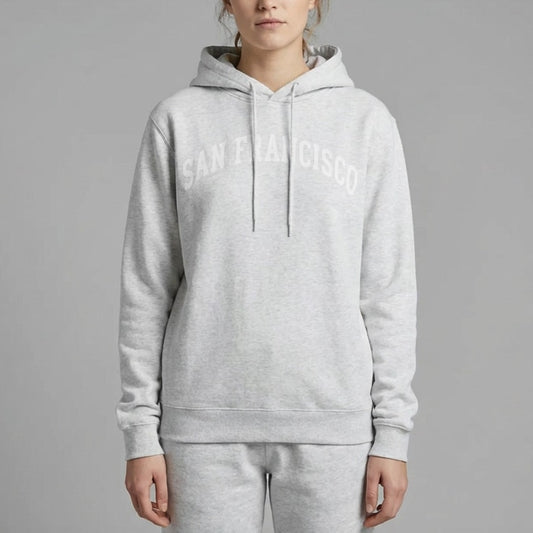 A.P.C. San Francisco Printed Gray Cotton Long Sleeve Pullover Hoodie, size L