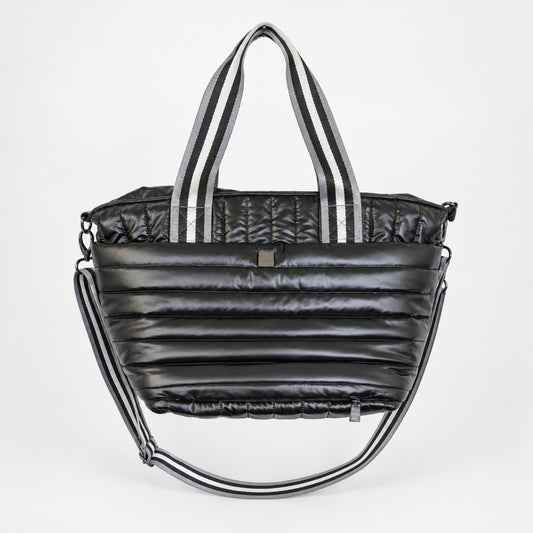 Think Royln Ace of the Court Quilted Puffer Tote Bag Pearl Black