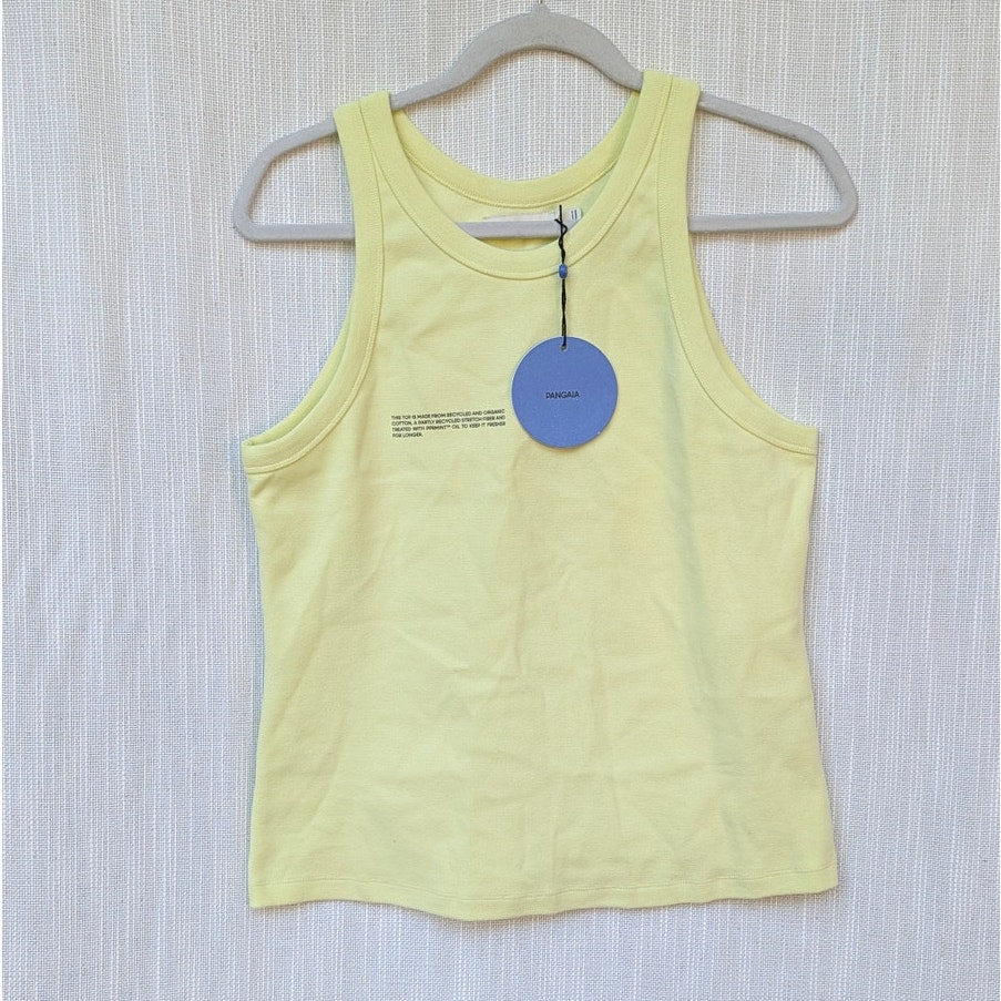 Pangaia Recycled Cotton Tank Top Womens L Yellow Sleeveless Crewneck NWT