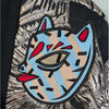 Katya Dobryakova Cat Appliqué Metallic Kimono Bomber Jacket M