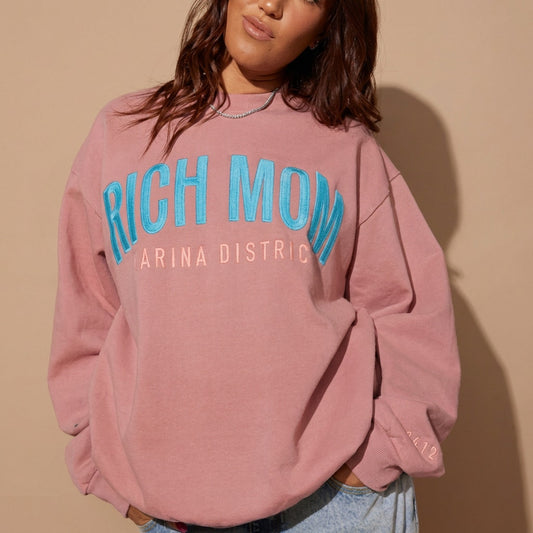 Rich Mom Marina District Limited Crewneck Fleece Oversized Sweatshirt, size S