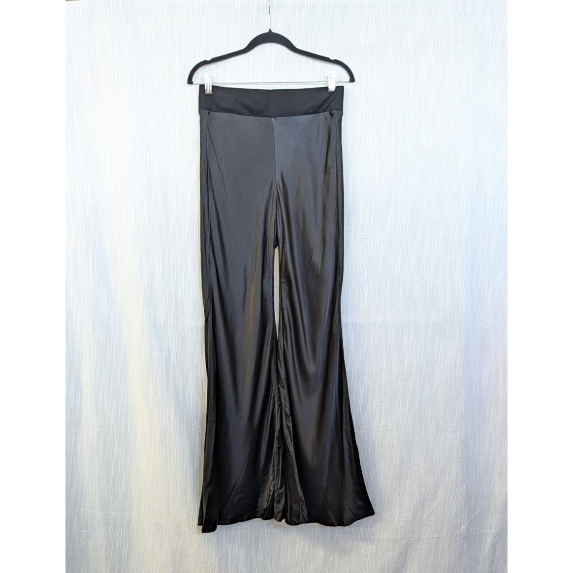 Enza Costa Satin Bias Cut Flare Pants Black Size 2/M