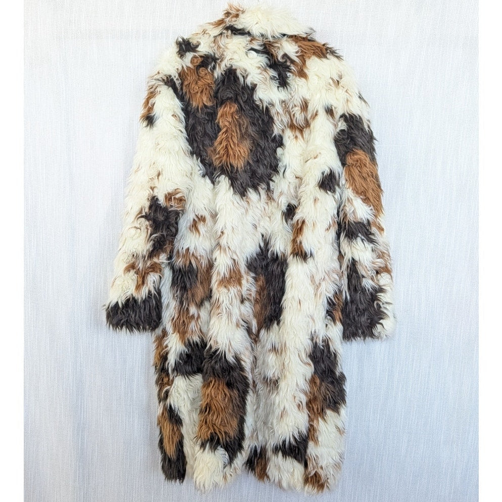 By Anthropologie Long Shaggy Fur Long Coat Womens S Relaxed Long Sleeve
