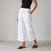 Ellen Tracy White Linen Blend Drawstring High-rise Cropped Wide Leg Pants, size L