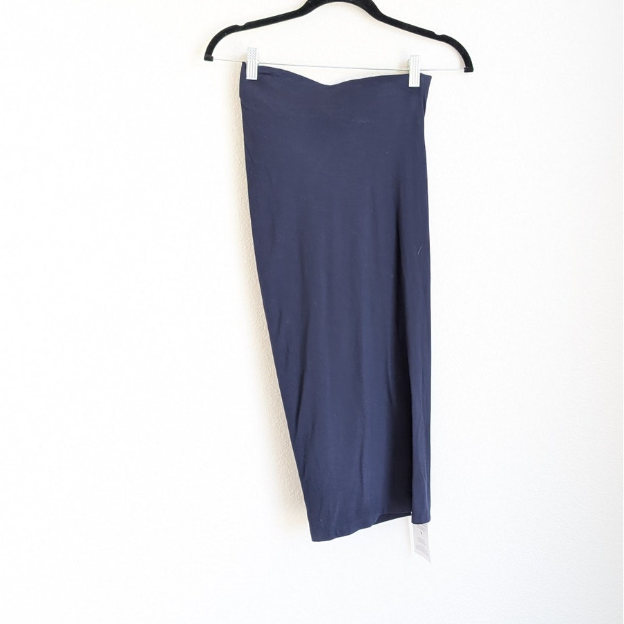 NWT MM. Lafleur The Minetta 2.0 Navy High Waist Midi Draped Skirt, size XS