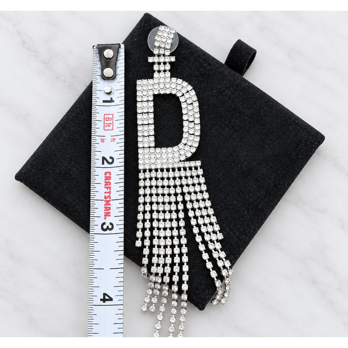 Shashi Silver Rhinestone Alphabet Letter D Crystal Single Earring