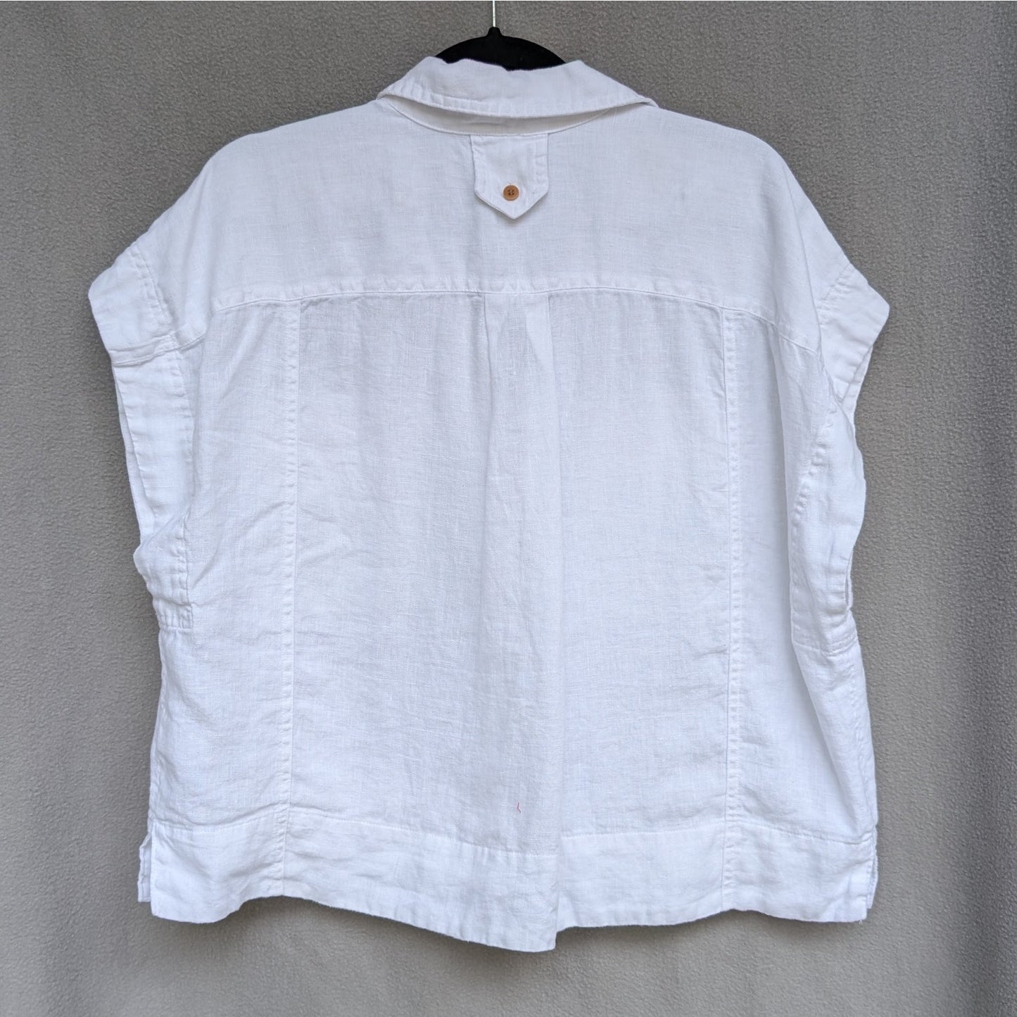 Madewell White Flap-Pocket Button-Up Shirt in 100% Linen, size L