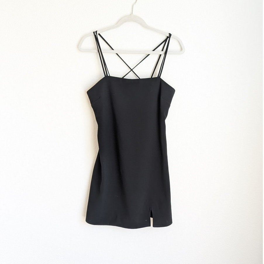 Zara Black Sleeveless Strappy Sheath Slit Mini Dress, size S