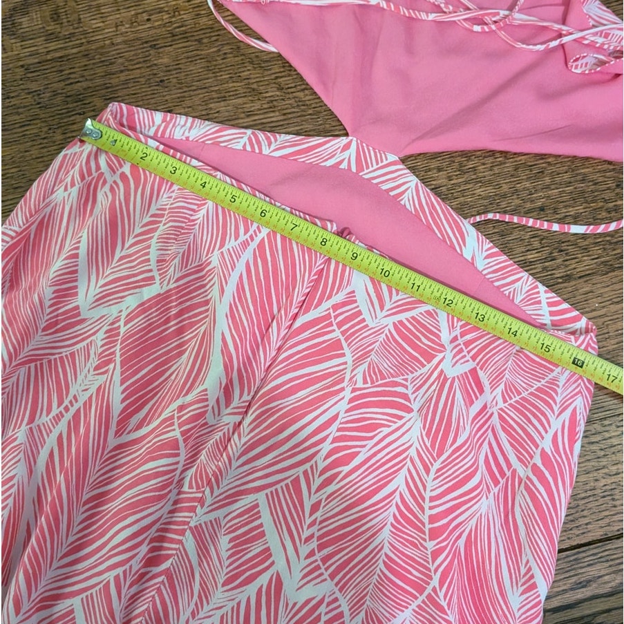 Lovers + Friends Makena Fuchsia Leaf Print Midi Sleeveless Dress, size L