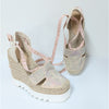 Stella McCartney Gaia Crystal Ankle-Wrap Platform Espadrilles Womens EU 40/US 10