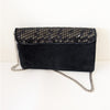 Casadei Suede Print Chain Crossbody Clutch Shoulder Bag Womens in Black