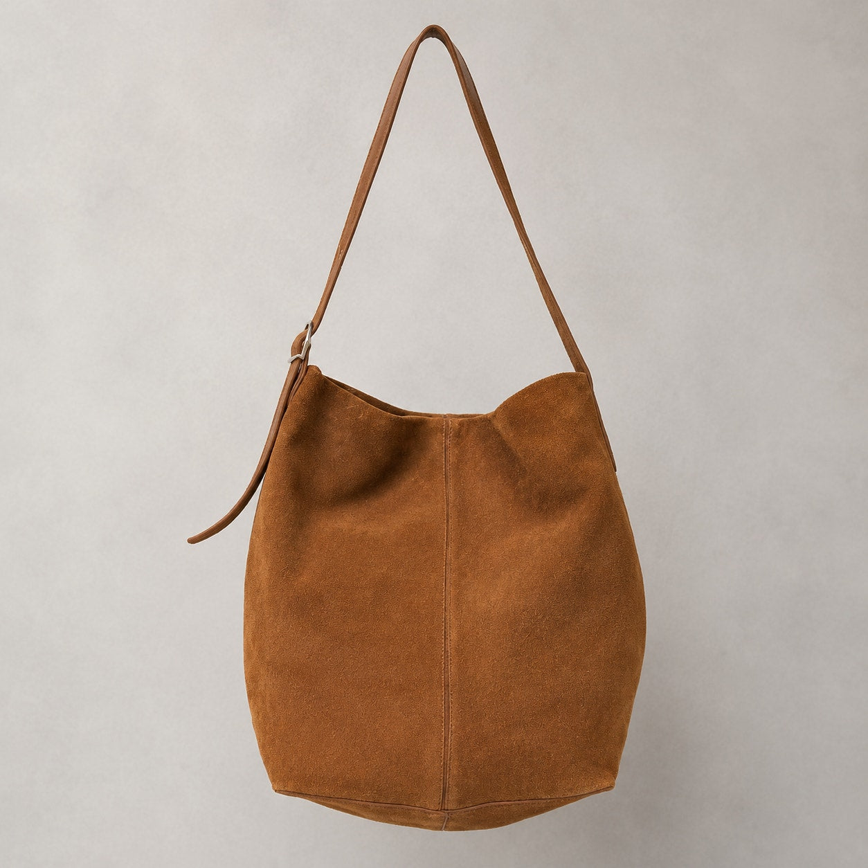 Mango MNG Bag Brown Leather Bucket Shoulder Adjustable Strap