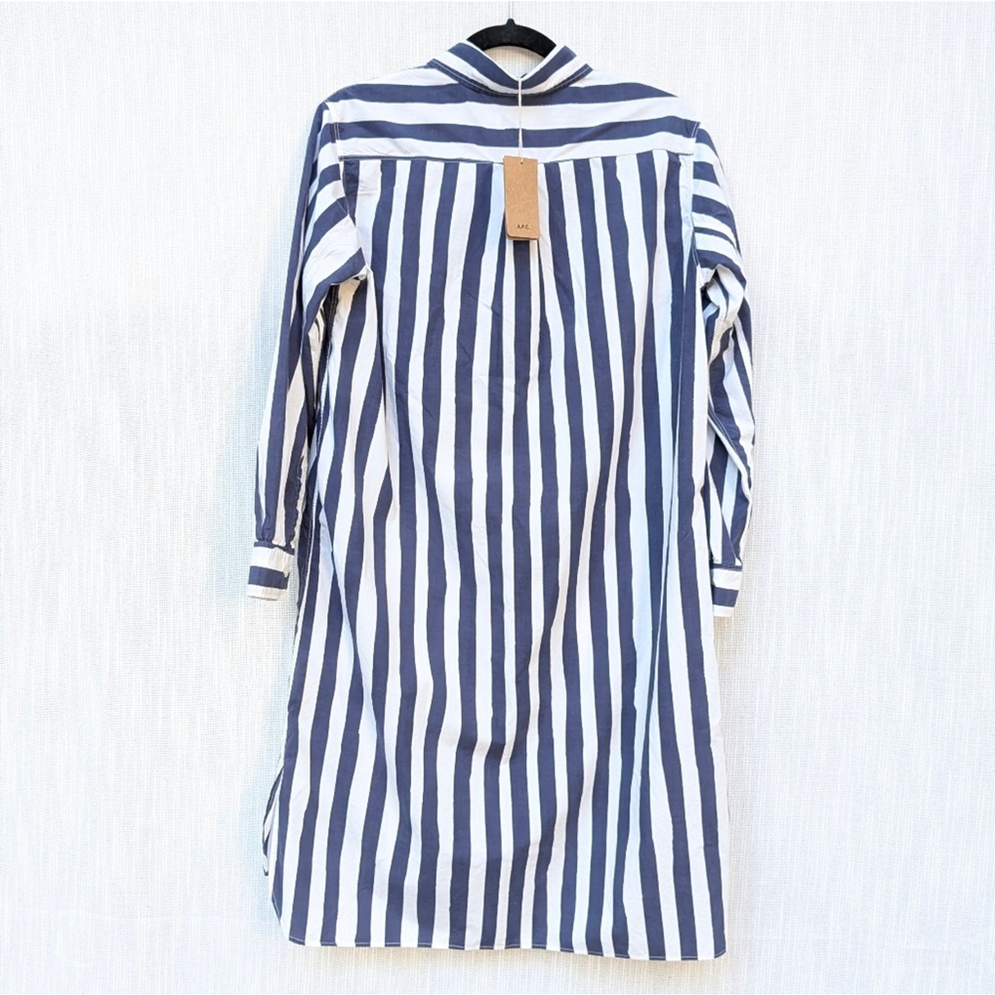 NWT APC Rue Madame Plaja Dress Striped White/Navy Shirt Dress Robe, size 36
