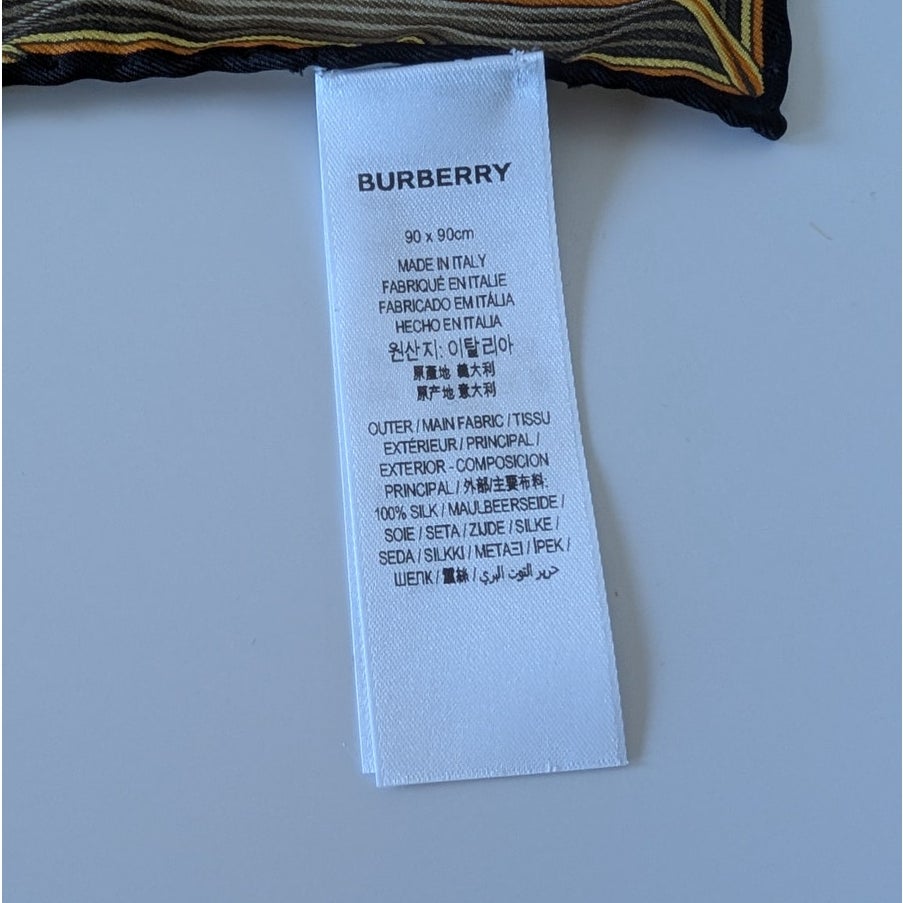 Burberry London England Scarf Unisex Womens Multicolor 100% Silk 90 x 90 cm