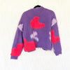 Zara Brushed Finish Knit Cardigan Womens S/MPurple Wool Blend Open Long Sleeve