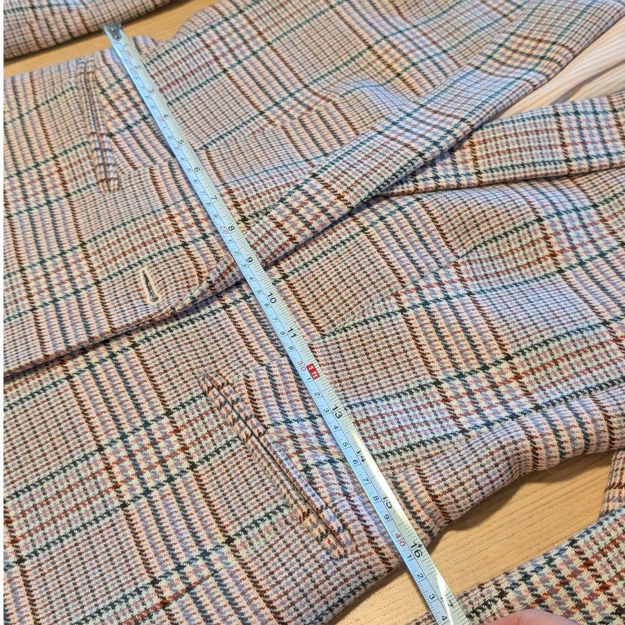 J.Crew Parke Blazer Womens 4 Pink/Ivory Plaid Italian Wool Single-breasted AQ234