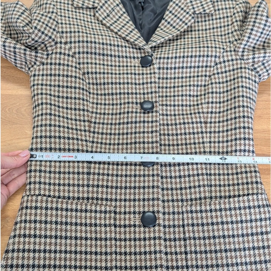 Rag&bone Drew Italian Houndstooth Wool Blazer Womens 0 Brown Single-breasted