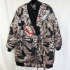 Katya Dobryakova Cat Appliqué Metallic Kimono Bomber Jacket M