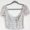 NWOT For Love & Lemons White Floral Chiffon Chateau Short Sleeve Top, size XS