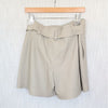 Vince Stitched-belt Lamb Leather Shorts Womens 10 Light Dove High-rise