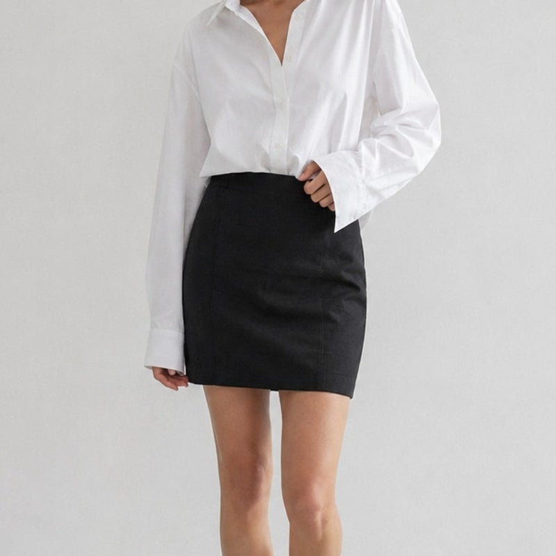 Vince Mini Pencil Skirt Womens 0 Black Paneled Stretch Bodycon $185 NWT