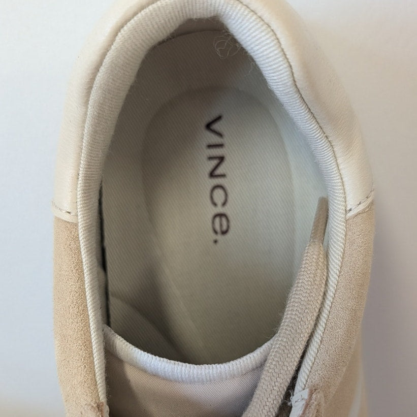Vince Ohara Sneaker Womens 9M Beige Leather Logo Low Top Lace-up NWOT