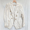 Banana Republic Alva Double-breasted Blazer Womens 4 Stipe Linen/Cotton 579142