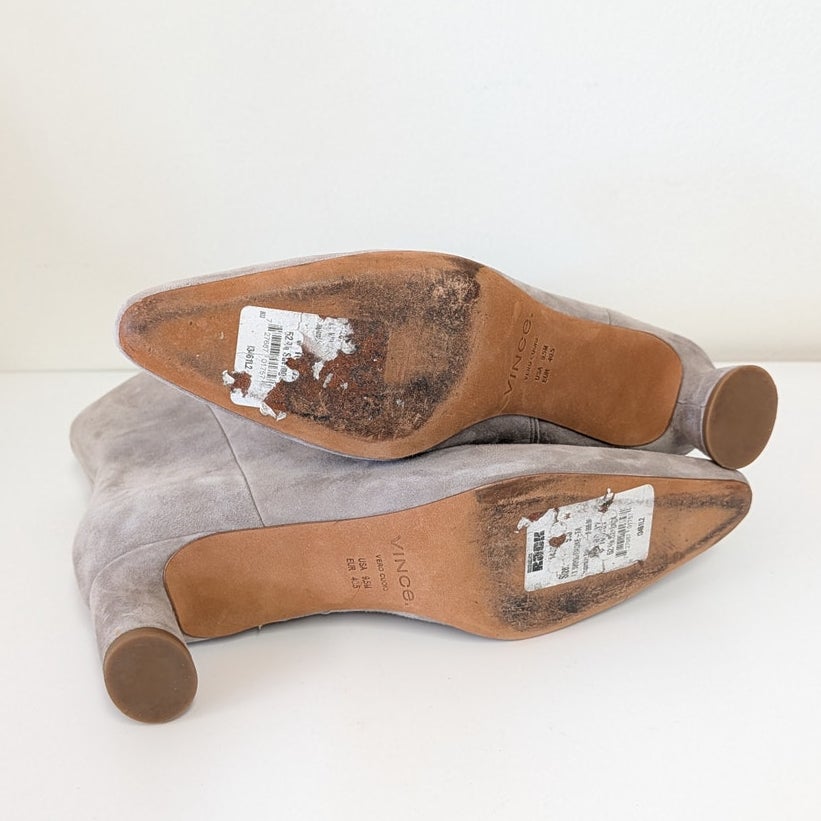Vince Hilda Ankle Boots Womens 9.5M Gray Leather Suede Zip Bootie