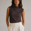 Massimo Dutti Creased-effect Funnel Neck Top 6865/927 Womens L Brown Sleeveless