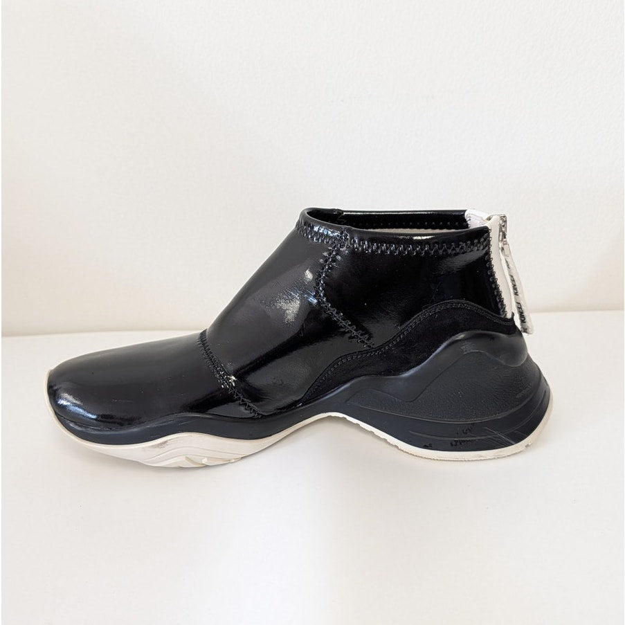 Fendi Vernice Tecn Crosta Logo Sneakers Womens EU40/US 10 Black Patent Leather