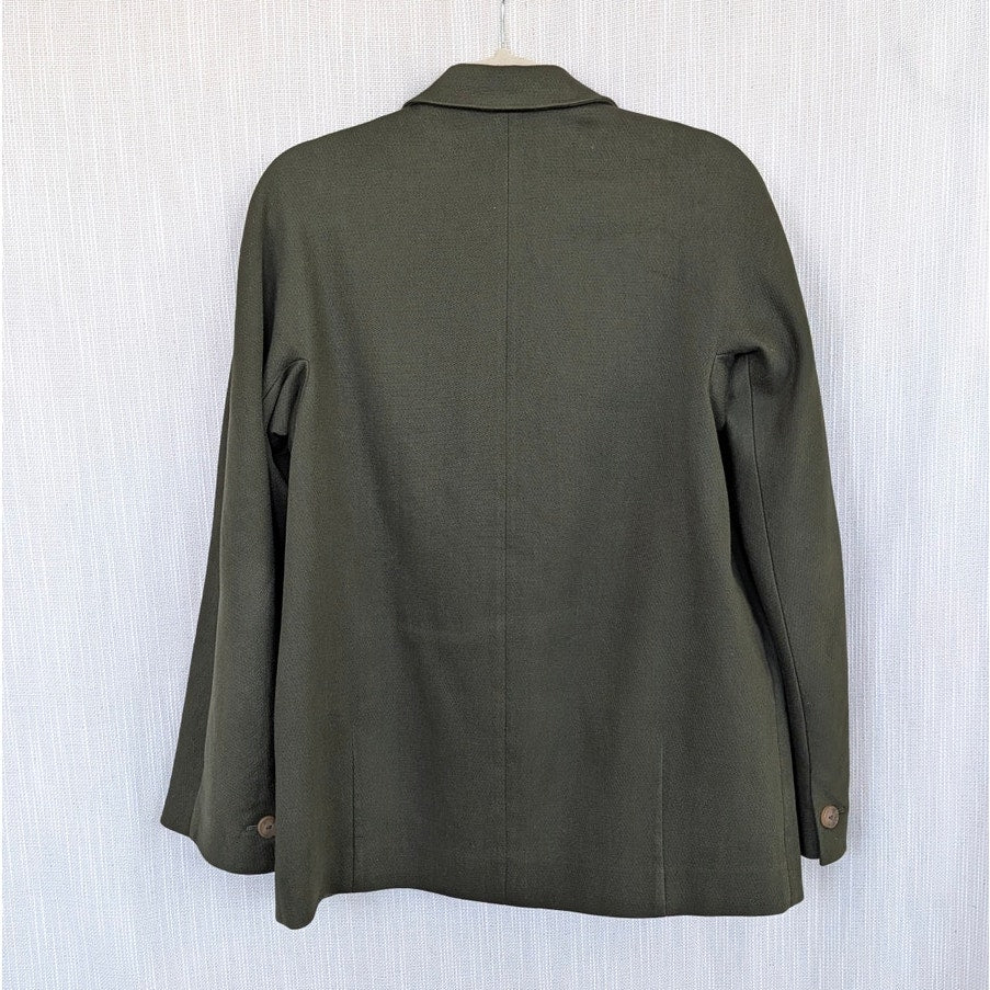 Vince Blazer Womens 8 Green Textured Relaxed Single-breasted Long Sleeve