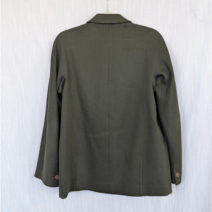 Vince Blazer Womens 8 Green Textured Relaxed Single-breasted Long Sleeve