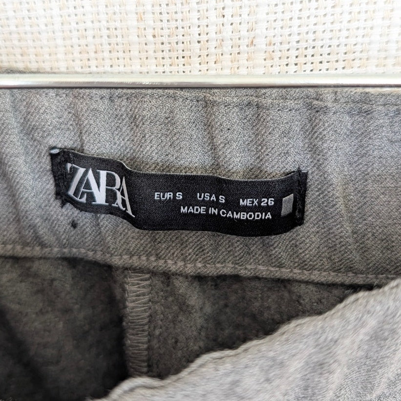 Zara Trousers Womens S Gray High-rise Cropped Dress Chino Pants