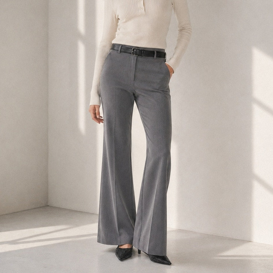 NWT Reformation Gray Millie Mid-rise Flared Leg Pants, size 6
