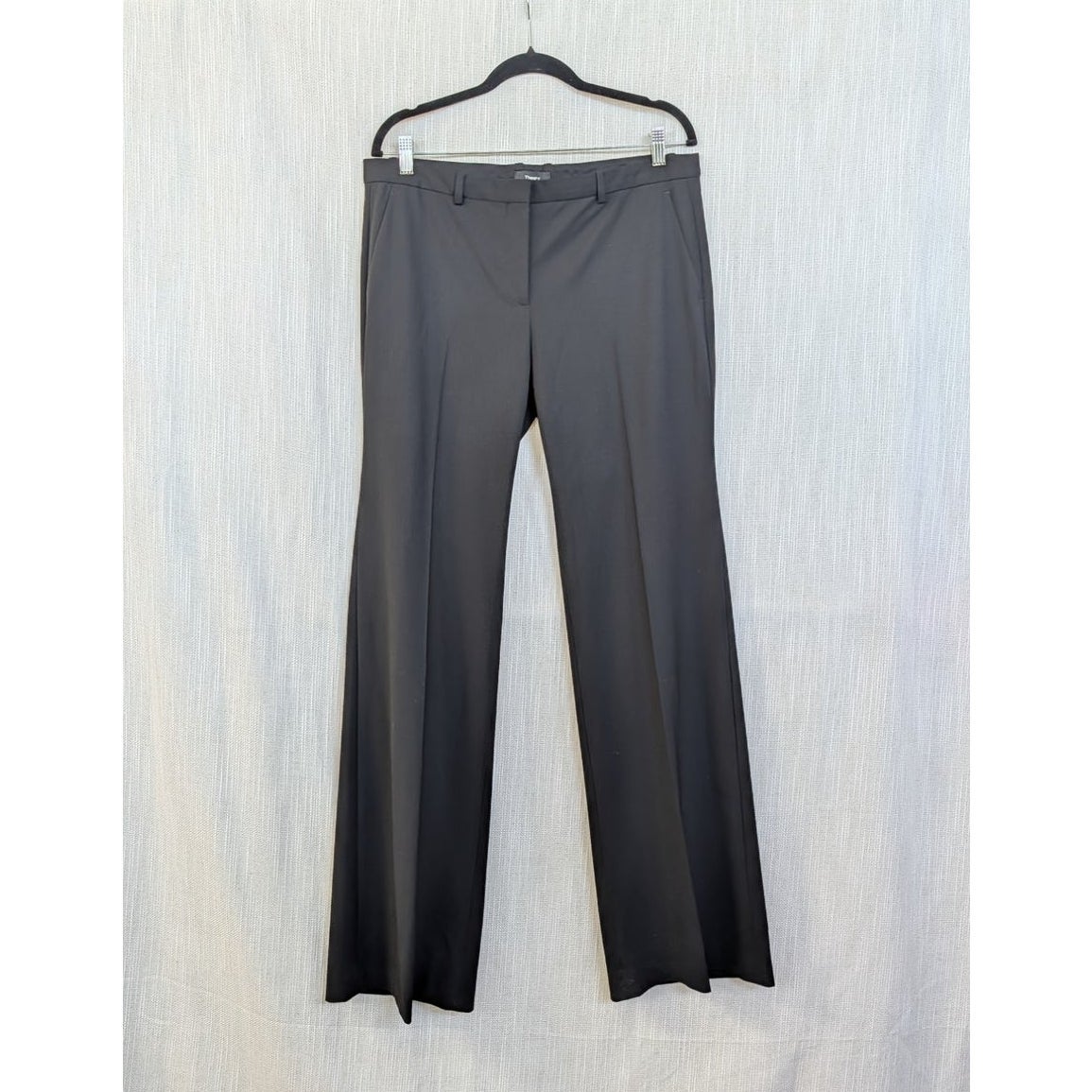 Theory Demitria 2 Flare Pants Black Stretch Wool Size 12