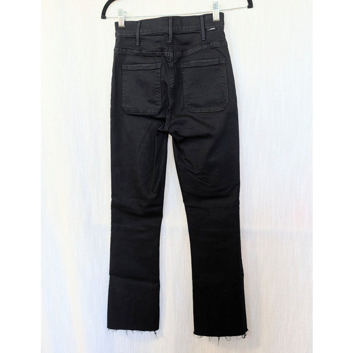 MOTHER The Hustler Patch Pocket Ankle Fray Jeans Not Guilty Black 25