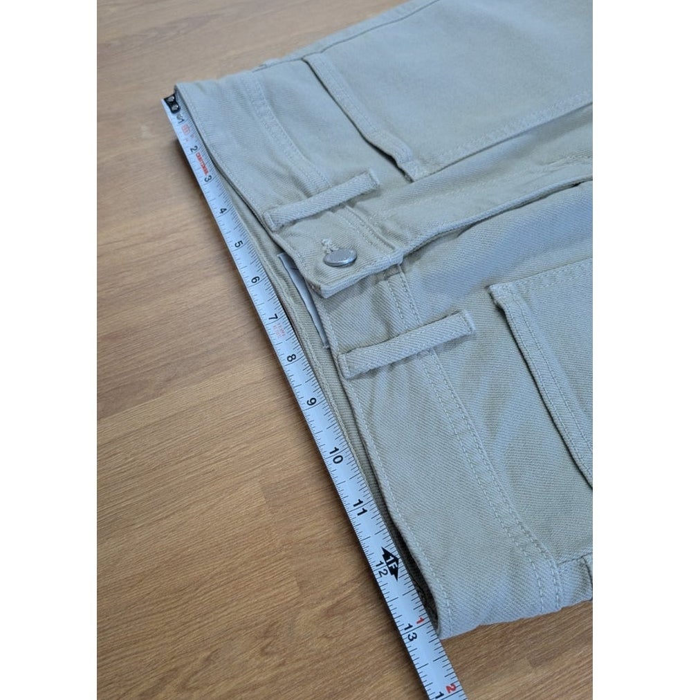 Just Black Denim Nautical Wide Leg Jeans Green Gray Patch Pockets Size 27